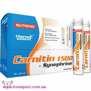 Для похудения, карнитин Carnitin 1500 + synephrine (10 х 25 мл) - спортивное питание