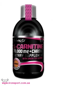 Для схуднення, карнітин L-Carnitine 70.000+Chrome Liquid (500 мл) new - спортивне харчування
