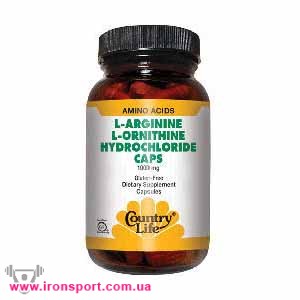 Амінокислоти L-arginine, L-ornithine hydrochloride caps (90 кап) - спортивне харчування
